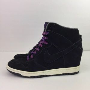 Nike Sky Hi Black Sail Court Purple wedge Sneakers